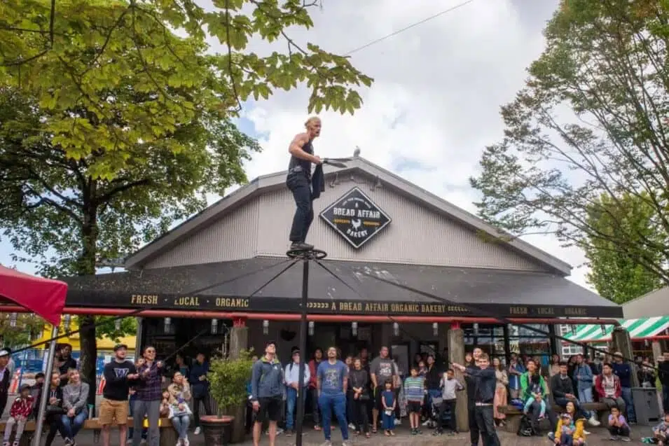 street performer on granville island