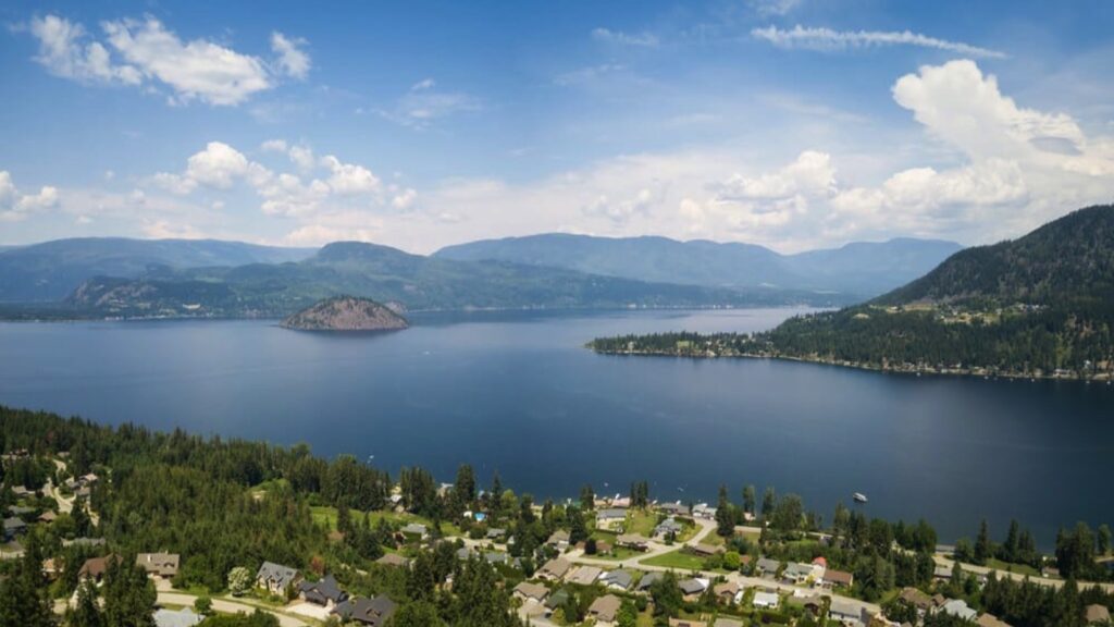 small town on lake in bc