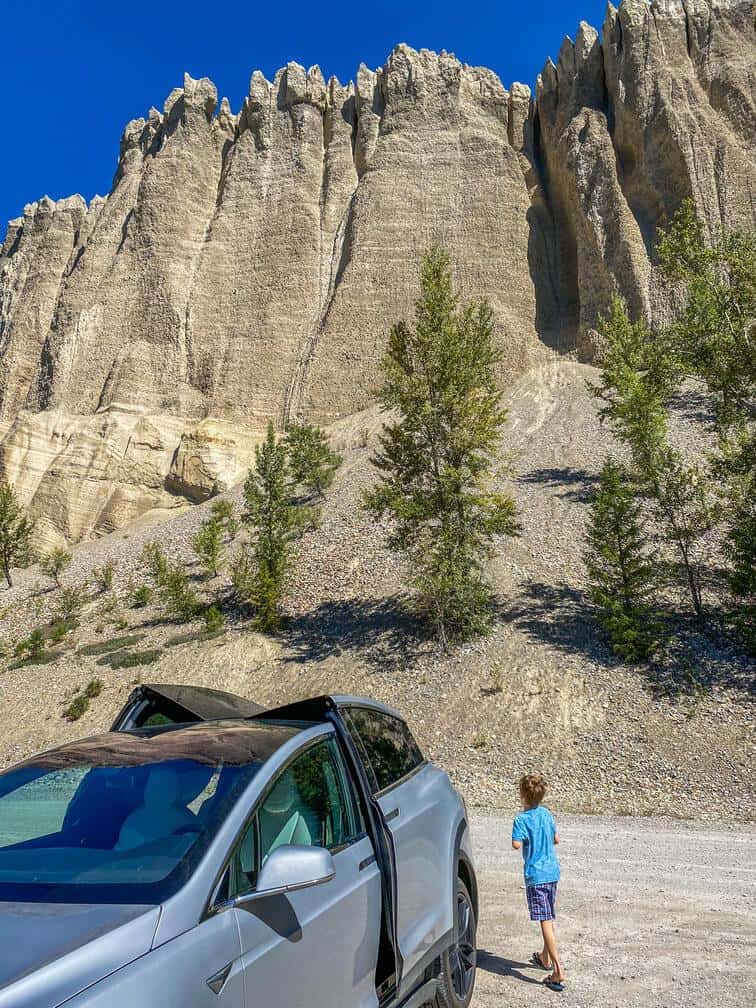 staring up at the sandstone cliffs in the Kootenays