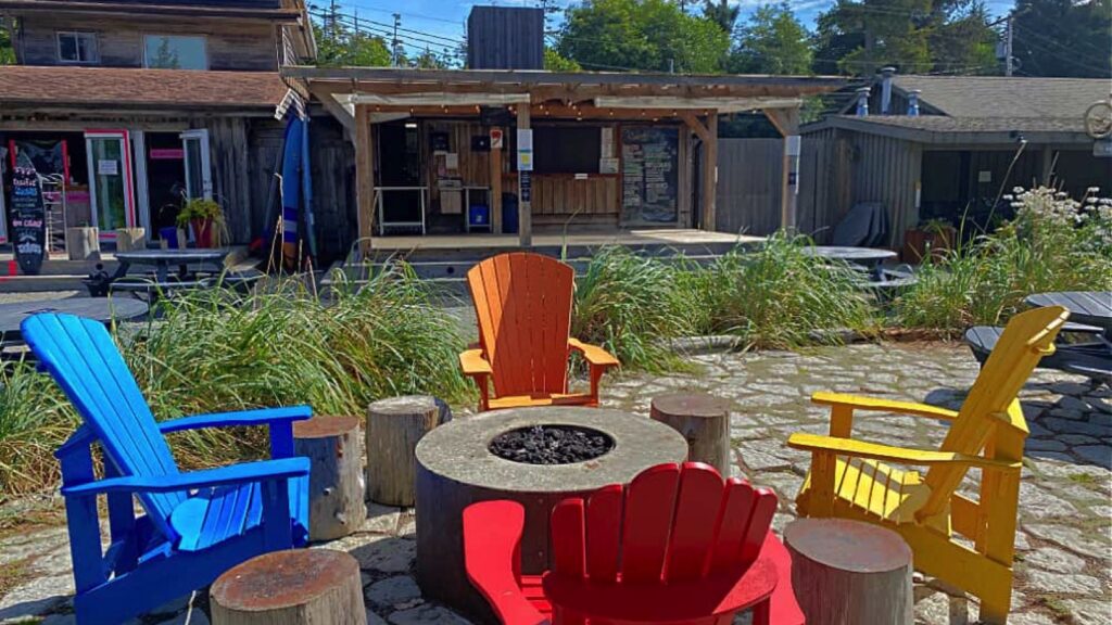 colorful chairs at surfside grill tofino