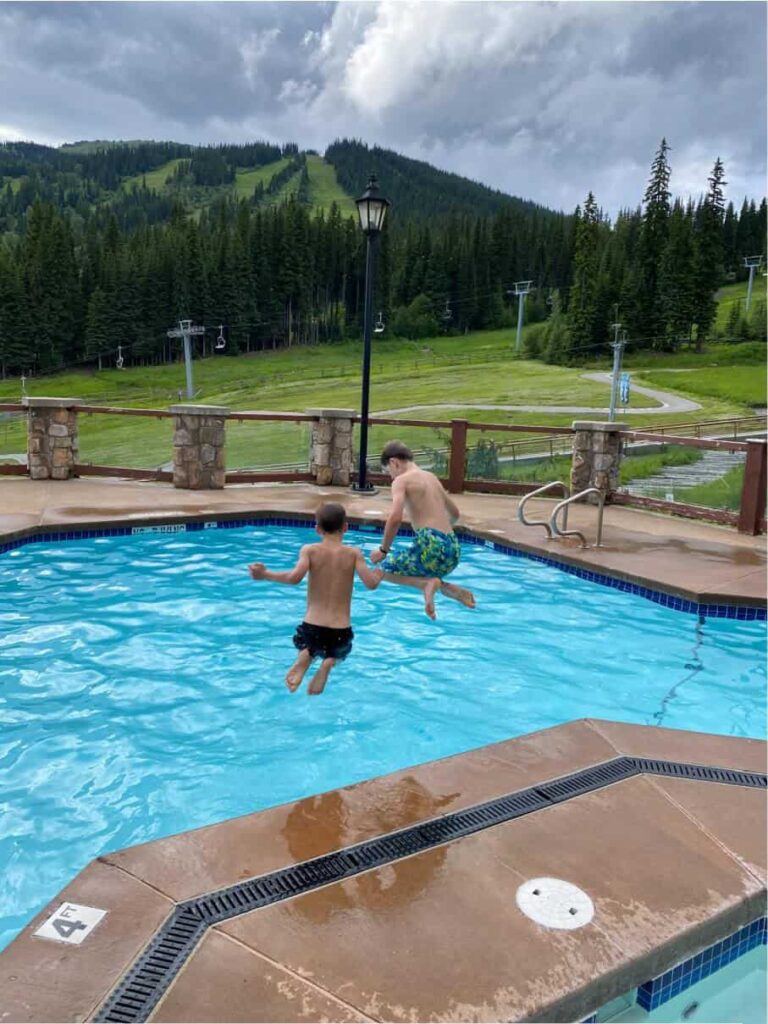 Cannonballs in the pool at Sun Peaks Grand