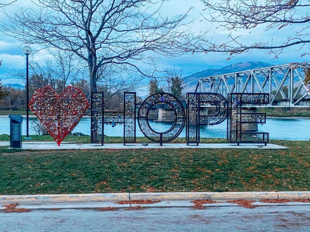 hope sign at riverside park in kamloops